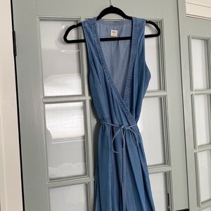 GAP Denim Sleeveless Wrap Dress